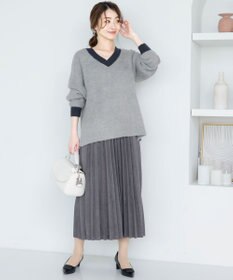 Tiaclasse 【洗える】表情豊かなメランジニットVネックトップス