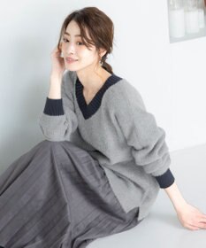 Tiaclasse 【洗える】表情豊かなメランジニットVネックトップス