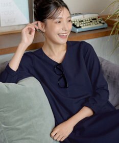 Tiaclasse 【洗える】バックギャザーハートネックAラインワンピース