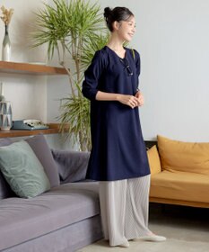 Tiaclasse 【洗える】バックギャザーハートネックAラインワンピース