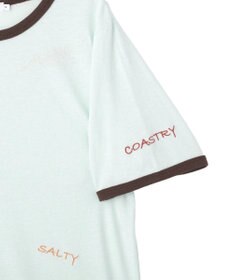 AMERICAN HOLIC ランダムロゴ刺繍リンガーTシャツ