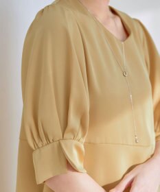 Tiaclasse 【洗える】パフスリーブ切替フレアチュニック