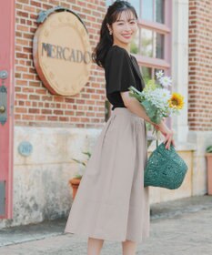 Tiaclasse 【新色追加・選べる丈】麻調タックフレアスカート