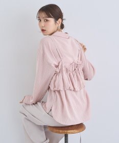 earth music&ecology ＳＥＴ２点起毛ストライプシャツ＋バルーンビスチェ