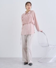 earth music&ecology ＳＥＴ２点起毛ストライプシャツ＋バルーンビスチェ