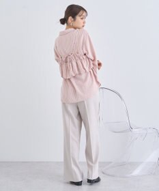 earth music&ecology ＳＥＴ２点起毛ストライプシャツ＋バルーンビスチェ