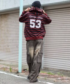 WEGO 【ユニセックスITEM/MLサイズ展開】ナンバリングカットZIPパーカー