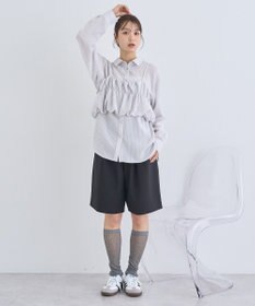 earth music&ecology ＳＥＴ２点起毛ストライプシャツ＋バルーンビスチェ