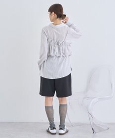 earth music&ecology ＳＥＴ２点起毛ストライプシャツ＋バルーンビスチェ