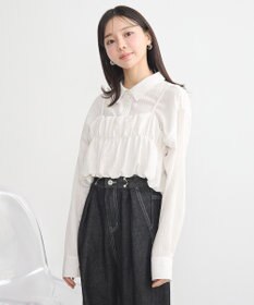 earth music&ecology ＳＥＴ２点起毛ストライプシャツ＋バルーンビスチェ