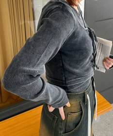 WEGO ヴィンテージライクレースアップトップス