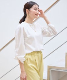 ANY 【洗濯機可/UVケア/アンチピリング】布帛ねじり袖コンビプルオーバー