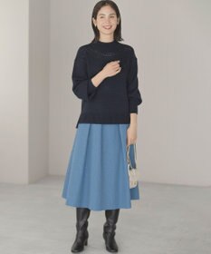 組曲 【WEB限定カラーあり】透かし編みバルキーハイネックニット