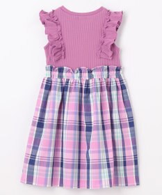 ANY KIDS チェック ドッキング ワンピース