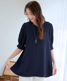 Tiaclasse L 【洗える】パフスリーブ切替フレアチュニック