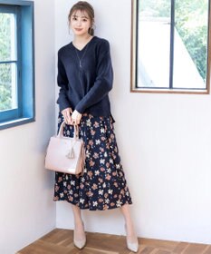 Tiaclasse L 【洗える】Vネック起毛ニットトップス