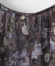 自由区 【セットアップ対応・洗える】ボタニカルフラワープリント ブラウス