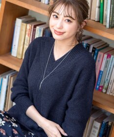 Tiaclasse L 【洗える】Vネック起毛ニットトップス