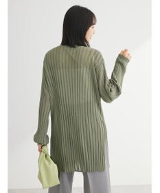 Green Parks 推しニット　リブ編みミドル丈カーディガン