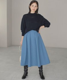 組曲 【WEB限定カラーあり】透かし編みバルキーハイネックニット