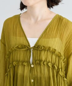 Green Parks Ｖネックフリルシアープリーツブラウス