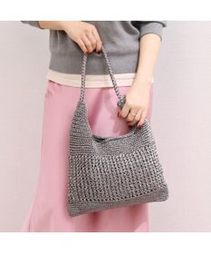 UNBILLION カシュカシュ cachecache / メタリックコード柄編みワンハンドルトート