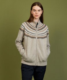 JOSEPH ABBOUD MOUNTAIN 【イタリア糸使用/サスティナブル素材/裏地付き/ライナードッキング対応】 コットンウールジャガードニットアウター