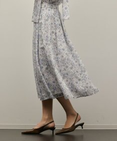 GRACE CONTINENTAL シアーフラワープリントジャガードフレアスカート