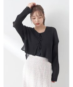 earth music&ecology ＳＥＴ２点クレープリボンブラウス＋インナー