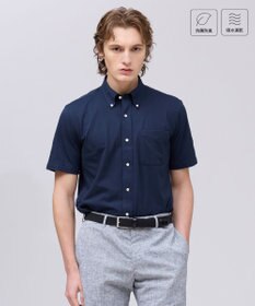 J.PRESS MEN 【吸水速乾 / 抗菌防臭 / 遮熱 / 防シワ】【J.PRESS OXFORD JERSEY】カノコインレイ半袖 シャツ / B.D. ネイビー系