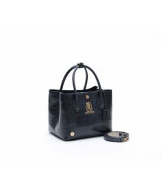 A.D.M.J. 【牛革】クロコ型押しキューブトート21cm(ショルダーストラップ付)