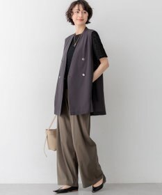 23区 【先行予約】ライトシアーマットクロス ノーカラー ジレ