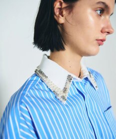 GRACE CONTINENTAL ビジューカラーシャツ