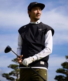 PW CIRCULUS 【撥水加工 / 小さくまとまる】【UNISEX】オーバーサイズ パッカブルベスト ゴルフウェア メンズ レディース ブラック系