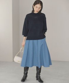 組曲 【WEB限定カラーあり】透かし編みバルキーハイネックニット