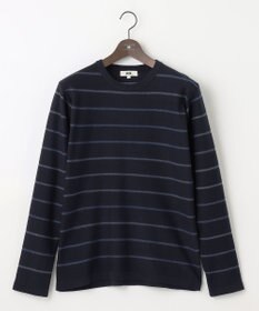 JOSEPH ABBOUD 【洗える】コットンカスリボーダー クルーネック ニット