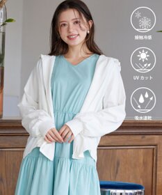 Feroux 【接触冷感・UVカット・吸水速乾】ラッシュガードフリル パーカー