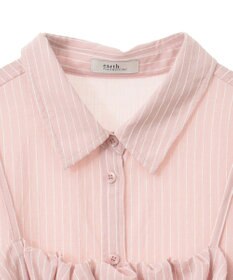 earth music&ecology ＳＥＴ２点起毛ストライプシャツ＋バルーンビスチェ