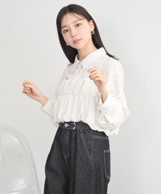 earth music&ecology ＳＥＴ２点起毛ストライプシャツ＋バルーンビスチェ