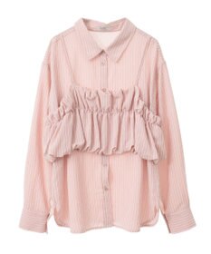 earth music&ecology ＳＥＴ２点起毛ストライプシャツ＋バルーンビスチェ