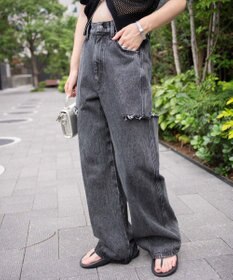 WEGO サイドスリットデニムストレートパンツ