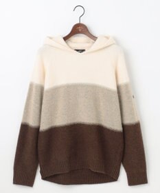 JOSEPH ABBOUD MOUNTAIN 【イタリア糸使用/軽量】パネルボーダー ニットパーカー