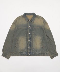 WEGO 【ユニセックス着用ITEM/MLサイズ展開】ヴィンテージライクBIGデニムジャケット