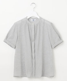 J.PRESS LADIES S 【洗える】ドビー強撚ストライプ 前開き ブラウス