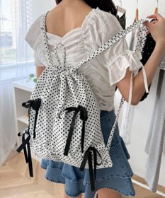 WEGO ドロストリボンギャザーナップサック