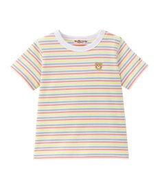 MIKI HOUSE HOT BISCUITS 【70-120cm】 みじんボーダー ワンポイント刺繍 半袖Tシャツ