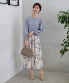 Tiaclasse 【洗える】パールボタンニットカーデ