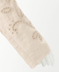 23区 【GOLD LABEL/見上愛さん着用】リネンエンブロイダリー ノーカラージャケット