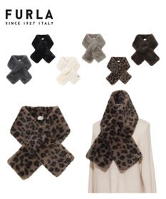 MOONBAT FURLA（フルラ）ビッグ差し込みファーティペット  アーチロゴ フェイクファー