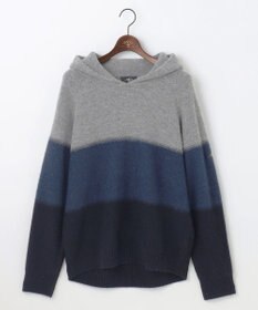 JOSEPH ABBOUD MOUNTAIN 【イタリア糸使用/軽量】パネルボーダー ニットパーカー